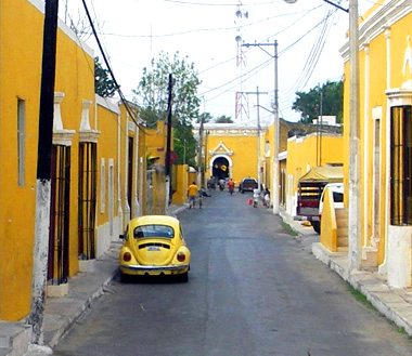 All of the buildings are painted yellow in the city of Izamal.